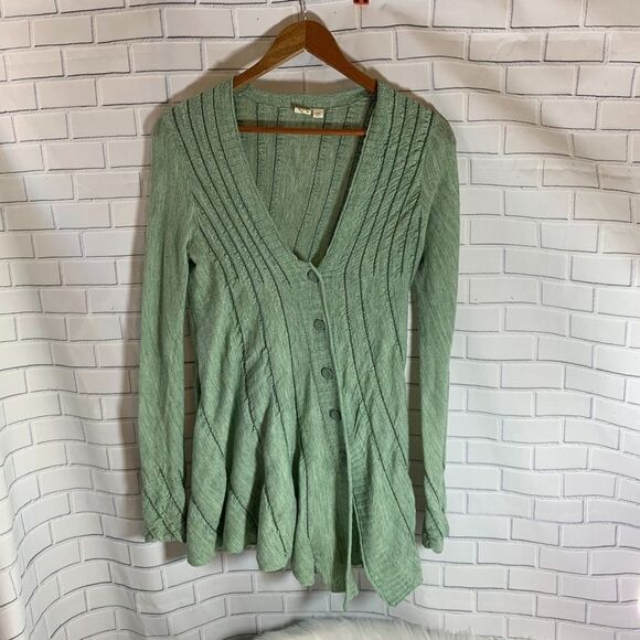 Anthro Yellow Bird Seafoam Green Cardigan Sz S - Picture 1 of 4